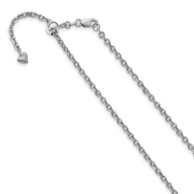 Black Bow Jewelry 2.5mm 14k White Gold Adjustable Hollow Cable Chain Necklace