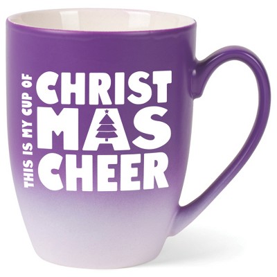 Elanze Designs This is My Cup of Christmas Cheer Two Toned Ombre Matte Purple and White 12 ounce Ceramic Stoneware Coffee Cup Mug