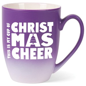Elanze Designs This is My Cup of Christmas Cheer Two Toned Ombre Matte Purple and White 12 ounce Ceramic Stoneware Coffee Cup Mug - 1 of 4