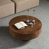 CAVINAS Round Coffee Table,Circle Table with Burl Wood Veneer,Pedestal Base,Center Table for Living Room,Office,Small Spaces Apartment - 2 of 4