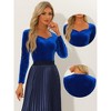 Allegra K Women's Velvet Sweetheart Neck Elegant Long Sleeves Blouses - 2 of 4