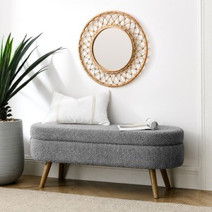 VisioGear Oval Ottoman, Storage Bench with Wood Legs for Living Room, Grey, 43.5"*16"*16" - 1 of 4