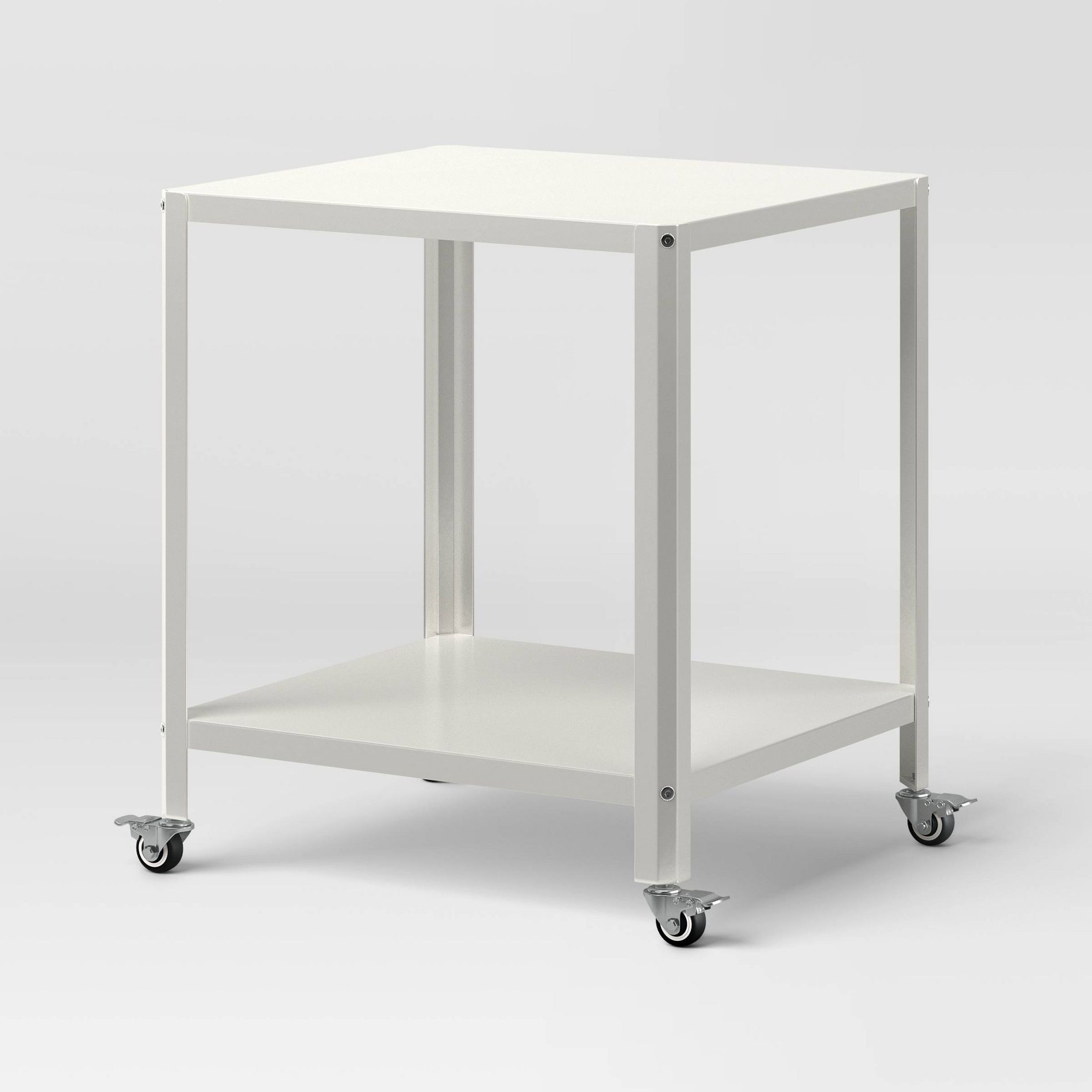 Metal Accent Rolling Side Table Chalk White - Room Essentials