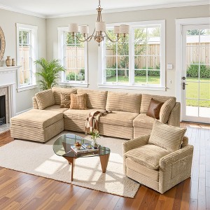 XIZZI Luxury Modular Sectional Sofa Couch, Oversized Cloud Couch for Living Room, Deep Seat Upholstered Sleeper Sofa Set w/ Optional Swivel Chairs - 1 of 4