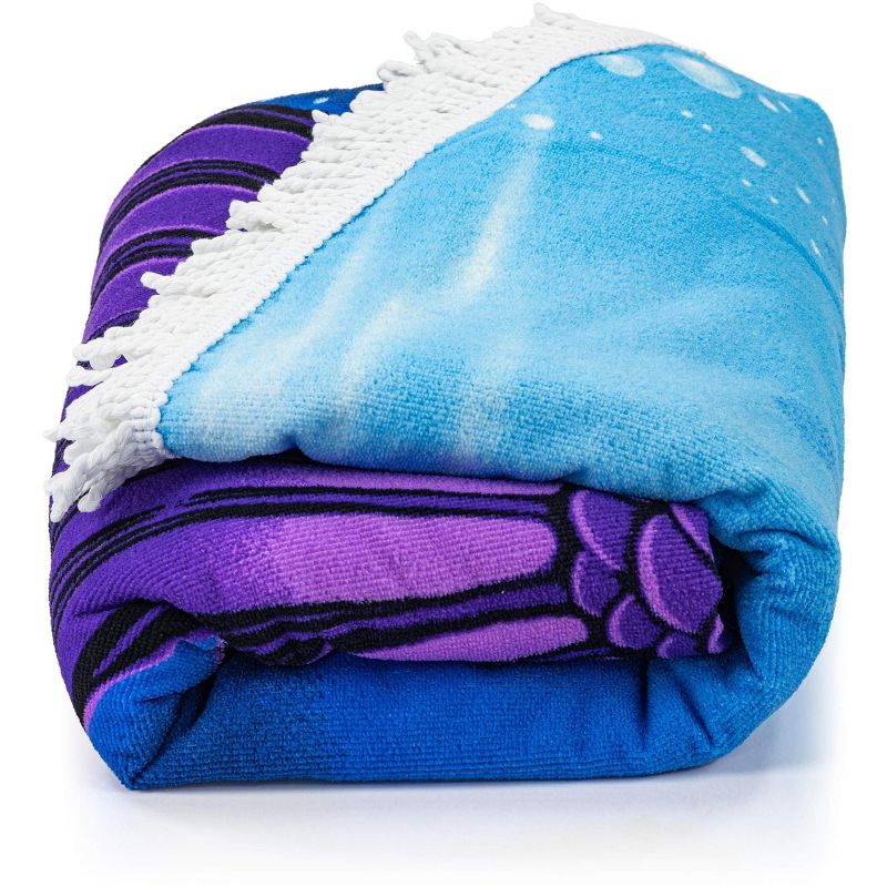 Dawhud Direct 60" x 60" Round Beach Blanket Microfibre Cotton Picnic Towel, 2 of 4