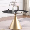 Modern Round Dining Table 47'' Circle Faux Marble Top Kitchen Table with Gold Luxury Cone Pedestal for Dining Room, Home Kitchen, Bistro-Morden Fort - 3 of 4