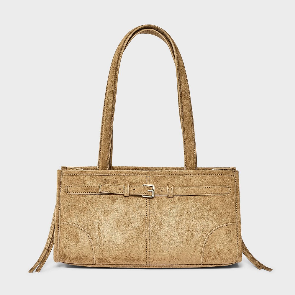 Faux Suede Belted Satchel Bag - Universal Thread™ Light Brown