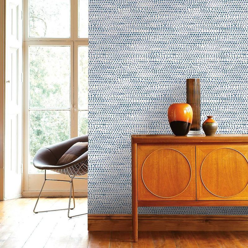 Tempaper Moire Dots Peel and Stick Wallpaper Blue Moon, 4 of 6