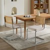Modern Dining Chairs Set of 2, Velvet Accent Chairs with Natural Cane Back, Stainless Chrome Base, Upholstered Rattan Kitchen Chairs for Dining Room - 2 of 4