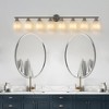 52" Modern 8-Light Vanity Wall Sconce, Brushed Nickel Finish with Frosted Glass Shades for Bathroom or Hallway Lighting (No Bulbs) - 3 of 4
