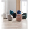 Blue Teddy Fabric Swivel Armchair Bucket Chair with Black Powder Coating - 2 of 4