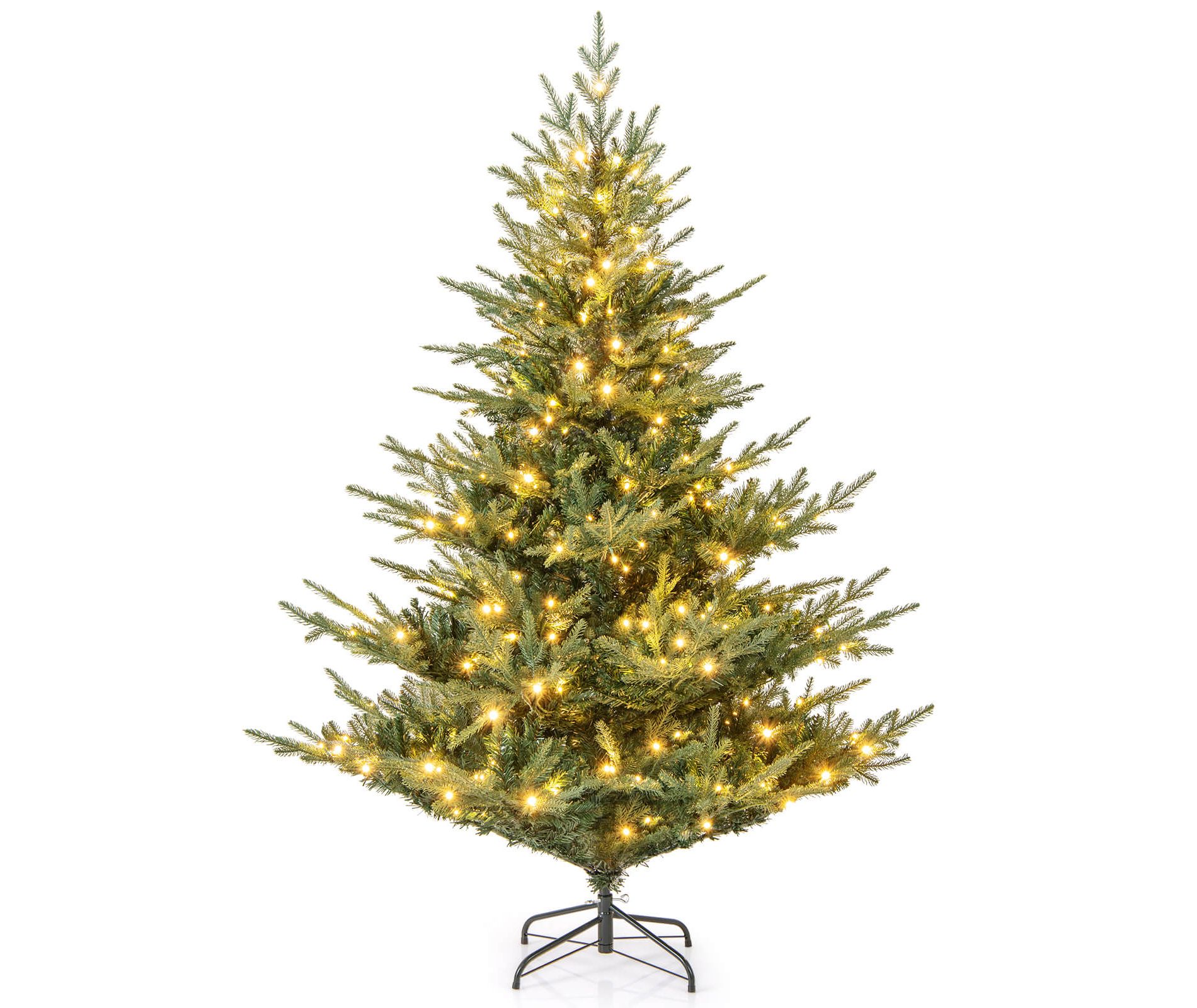 Costway 6 FT Artificial Christmas Tree with 830 Branch Tips 260 LED Lights 8 Lighting Modes