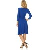 Rekucci Women's Slimming 3/4 Sleeve Fit and Flare Crossover Tummy Control Dress - 3 of 4