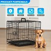 FDW Dog Crate for Small Dogs 18 Inch Folding Metal Wire Pet Cage Double Door W/Divider Panel Indoor Outdoor Kennel Leak-Proof Plastic Tray, Black - 2 of 4