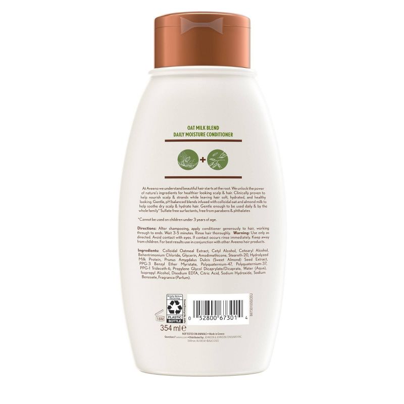 Aveeno Scalp Soothing Oat Milk Blend Conditioner Moisturizing Daily Hair Conditioner - 12 fl oz, 3 of 11