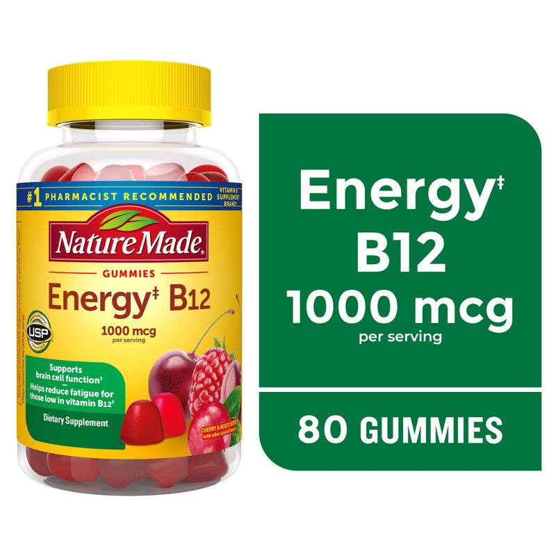 Nature Made Energy Vitamin B12 1000 mcg Gummies - Cherry &#38; Mixed Berry - 80ct, 4 of 14