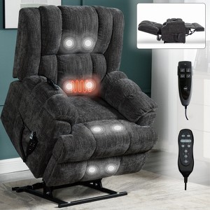 MAYEERTY Electric Power Lift Recliner Massage Chair with Power-Remote, Dual Motor Heat Massage Infinite Position Medium-firm and Heavy Duty, Grey - 1 of 4