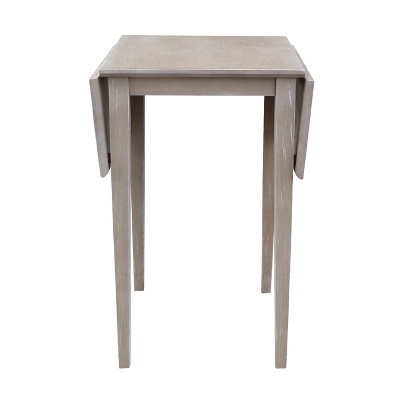 Elegant Washed Gray Taupe Solid Wood Extendable Dropleaf Dining Table