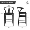 Sapphtopaz Modern Counter Height Bar Stools 1pc, Fully Assembled Wishbone Bar Stools with Weave Rattan for Kitchen Island - 2 of 4