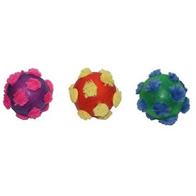 Multipet 4-Teen TRP Outer Rubber Ball with Plush Interior Ball That Squeaks, 4"