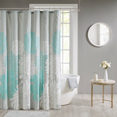 Calla Printed Floral Shower Curtain Aqua