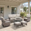 Belord Outdoor Patio Furniture Set with Propane Firepit Table with Glass Wind Guard, Patio Firepit Set with Patio Sofa and Swivel Rocking Glider Chair - 2 of 4