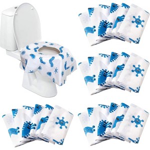 Potty Shields Disposable Toilet Seat Covers for All Ages 24 Pack - Protect From Public Toilets - XL, Waterproof,  Individually Wrapped - Blue/Science - 1 of 3