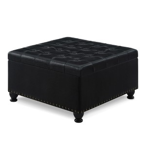 NicBex Modern 30" Storage Ottomans Linen Footstools with Button Tufted and Nailhead Trims for Bedroom and Living Room - 1 of 4