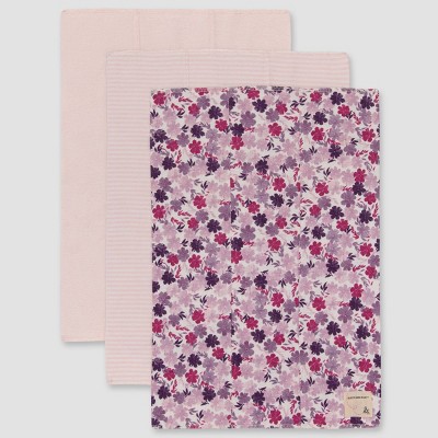 Burt's Bees Baby® Baby Girls' 3pk Ditsy Museum Garden Burp Cloths - Light Pink