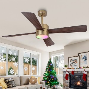 Parrot Uncle 52" Modern LED Smart Ceiling Fans With RGB Lights and Remote - 1 of 4