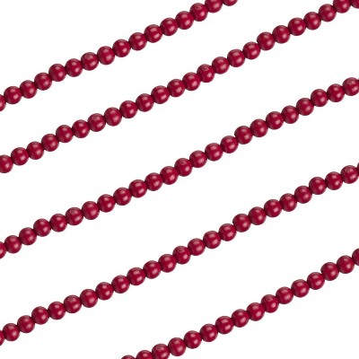 4E's Novelty 9-Foot Red Wooden Cranberry Garland - Rustic Wood Bead Garland for Cozy Christmas Tree Decor, Perfect Vintage Christmas Garland