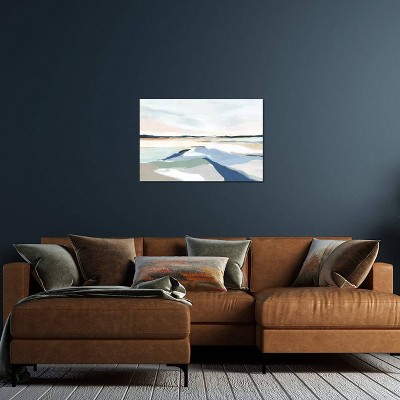 Seaside Day Abstract Landscape Canvas Art in Blue and Beige