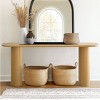 70" Narrow Console Table,Modern Wood Console Table With Double Pedstal,Grain Paper Console Table for Entryway,Living Room-Tanpinhause - 3 of 4