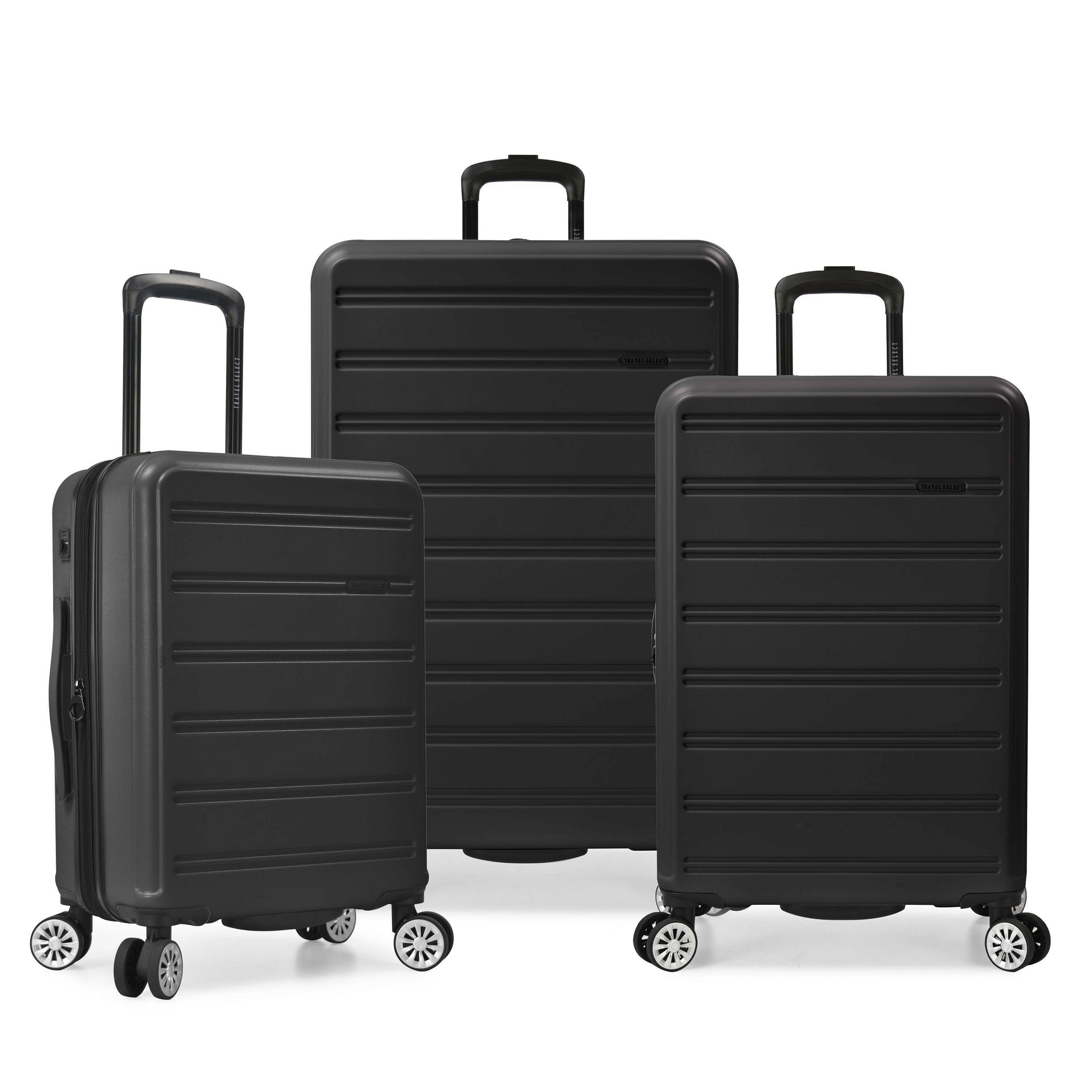 Travel Select Snowcreek Matte 3pc Hardside Spinner Luggage Set with USB Port - Black