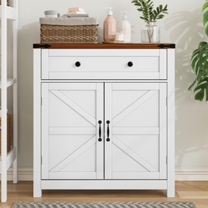 TIRAMISUBEST Farmhouse Storage Cabinet with Drawer and Adjustable Shelf,Kitchen Cabinet with Walnut Countertop - 1 of 4