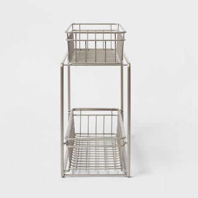 2 Tier Slide Out Storage Rack Slim Nickel - Threshold™