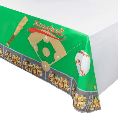 Juvale 6-Pack Baseball Disposable Plastic Tablecloth Table Cover 54"x108" Game Party Supplies, 4.5x9 Feet