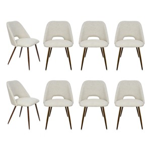 Panipeachy Dining Room Chairs Set of 8, Modern Upholstered Fabric Side Chair with Walnut Finish Metal Legs - 1 of 4