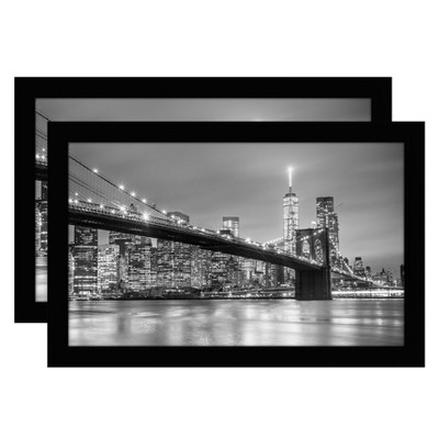 Americanflat 8.5x14 Picture Frame in Black - Composite Wood with Shatter Resistant Glass with Included Hanging Hardware (2 Pack)
