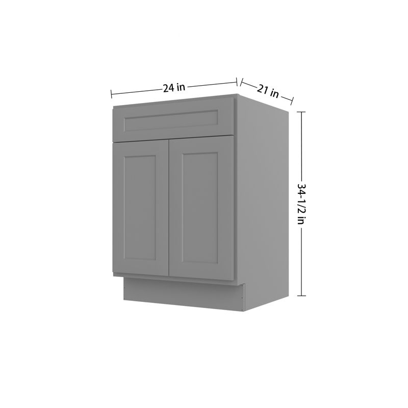 HOMLUX 24 in. W  x 21 in. D  x 34.5 in. H Bath Vanity Cabinet without Top in Shaker Grey, 4 of 7