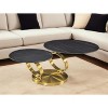 HomeRoots 32" Black And Gold Ceramic Tile And Metal Round Distressed Abstract Coffee Table - 2 of 4
