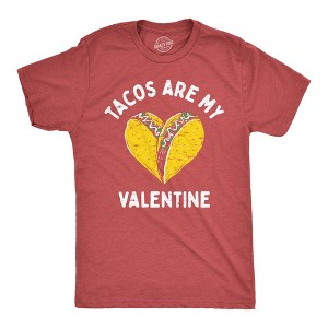 Mens Tacos Are My Valentine T Shirt Sarcastic Valentines Day Graphic Tee For Men - Crazy Dog Men's T Shirt - 1 of 4