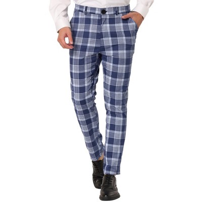 Lars Amadeus Men's Plaid Dress Pants Casual Slim Fit Checkered Business ...