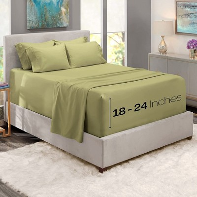 Sage Olive Green King Microfiber 7-Piece Deep Pocket Sheet Set
