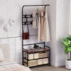 23.6''Coat Rack, 3-in-1 Hall Tree with Shoe Bench - 4 of 4