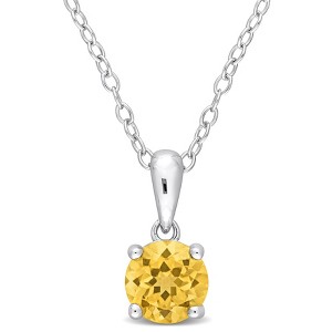 EVERLY JEWELRY | Sterling Silver Pendant with Created Gemstone – Multiple Stone Options - 1 of 4