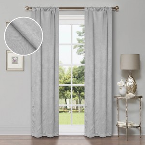 Modern Geometric Waves Room Darkening Semi-Blackout Curtains, Set of 2 by Blue Nile Mills - 1 of 4