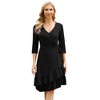 Clearlove Midi Dresses for Women Casual 3/4 Sleeve Wrap Dress Plus Size Curvy Cocktail Dresses - 2 of 4