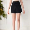 Anna-Kaci Women's High Waist Double Layer Running Shorts with Drawstring Closure and Mesh Detail - 3 of 4