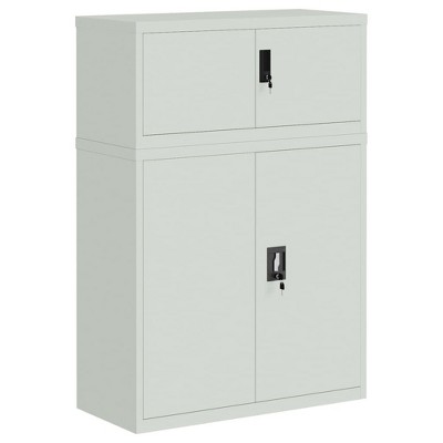 vidaXL Steel File Cabinet with Adjustable Shelves - Modern Gray Design for Office Organization and Storage - 35.4"x15.7"x51.2" Size